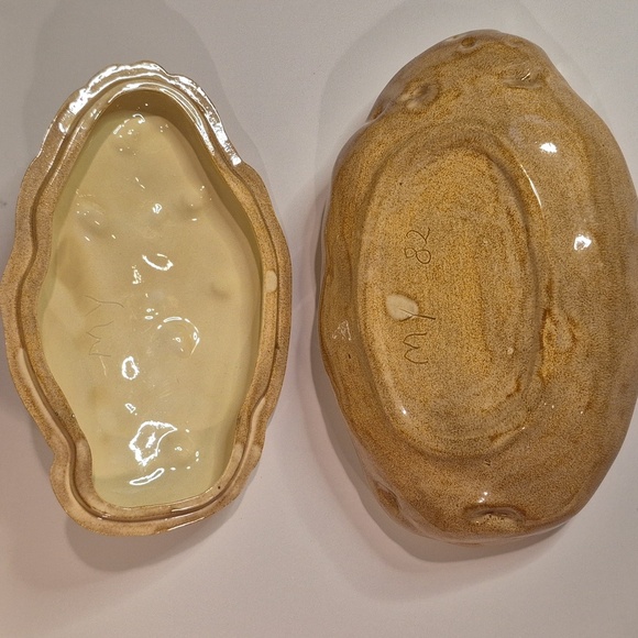 RUSTIC Handpainted Ceramic Baked Potato Serving Set With Salt and Pepper Shakers - Picture 11 of 16